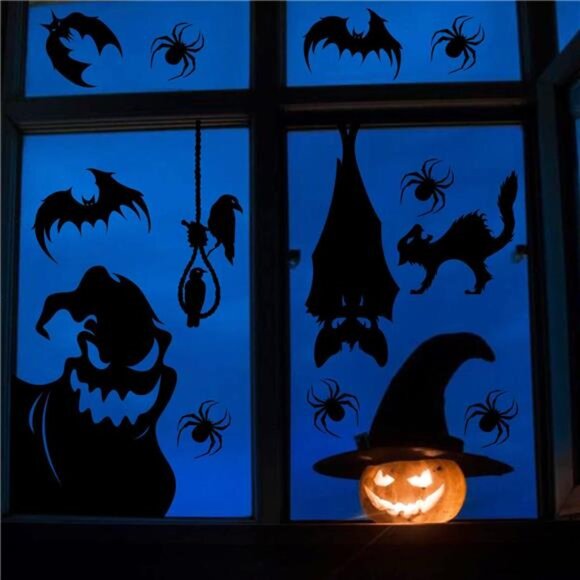 Halloween Window Cling Sticker, 4 Sheet Giant Spooky Monster Silhouette Window - Picture 5 of 7